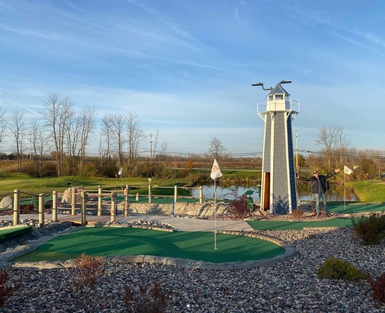 lighthouse at Missing Links mini golf Mequon Wisconsin