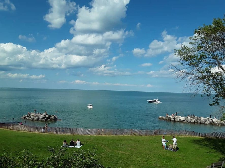 Klode Park beach on Lake Michigan in Whitefish Bay Wisconsin