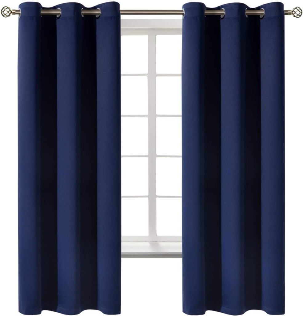 Navy Blackout curtains on Amazon.