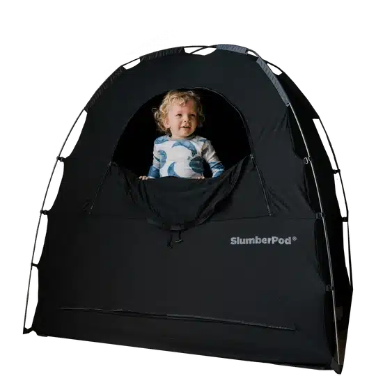 The Slumbered is a black tent for kids and babies to sleep in.