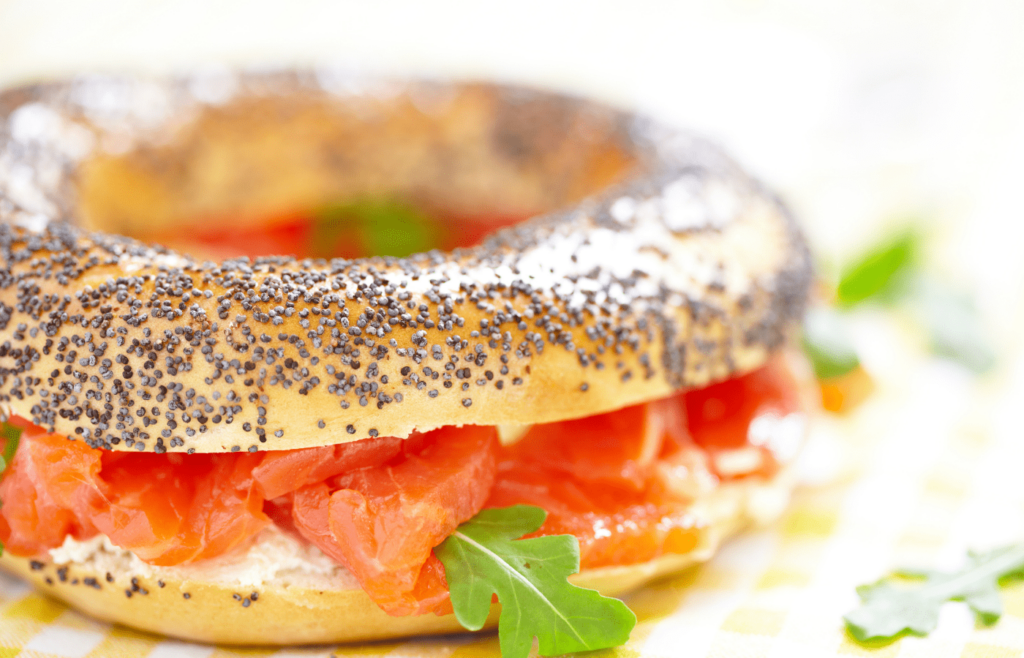 Bagel and lox sandwich.