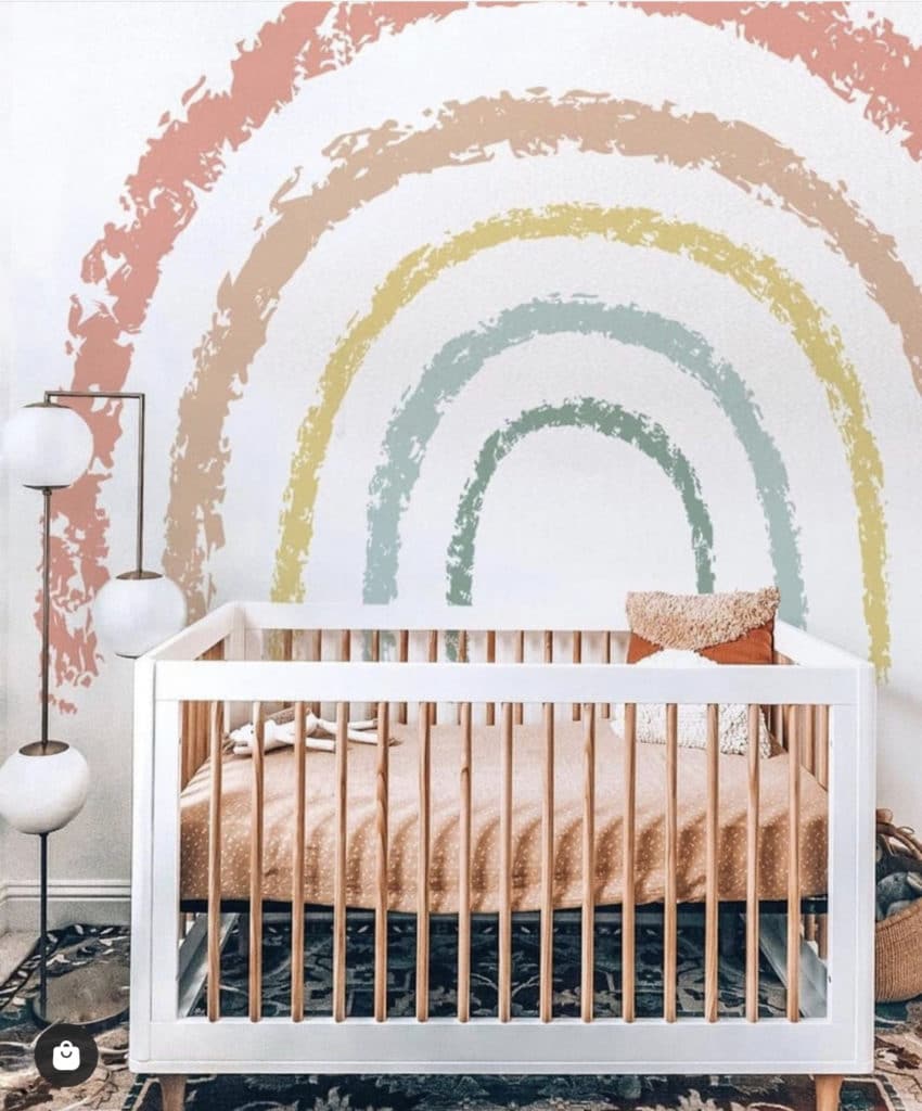 Rainbow themed baby girl nursery 