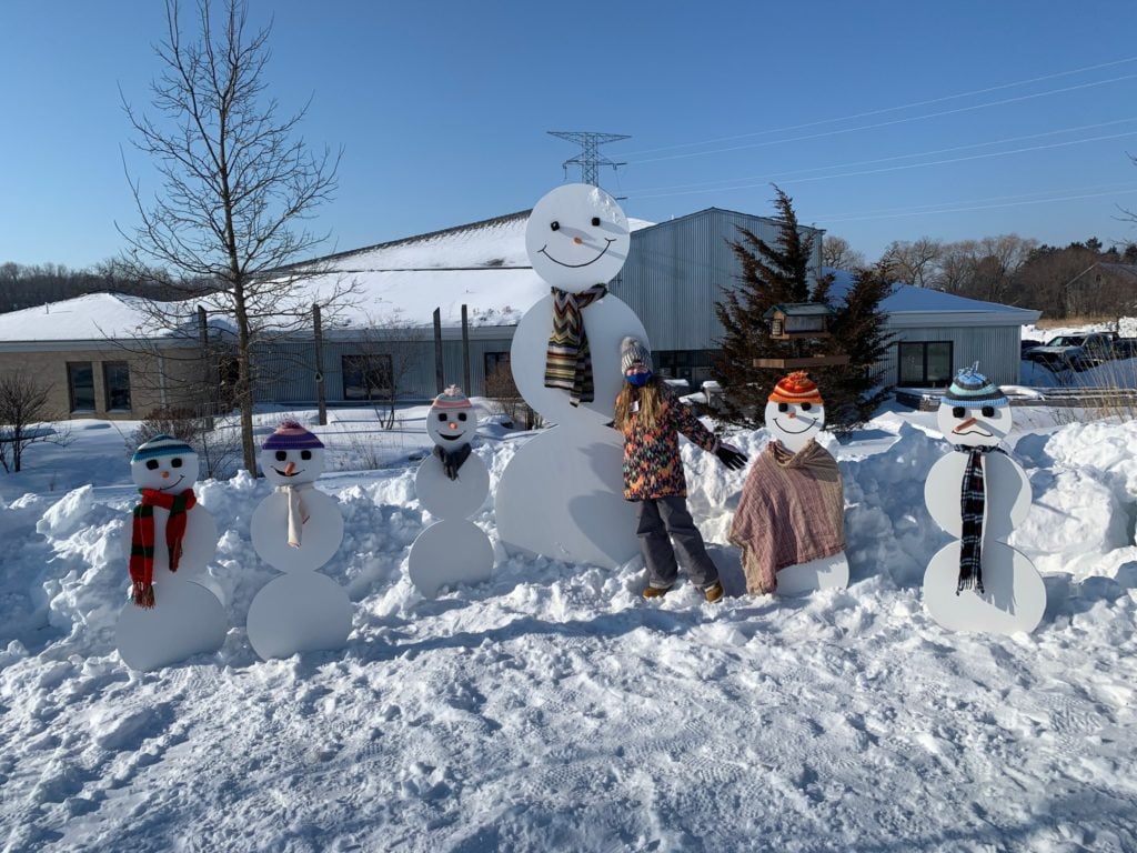 snowmen decoration at Winter Frolic festival in Mequon Nature Preserve Wisconsin 