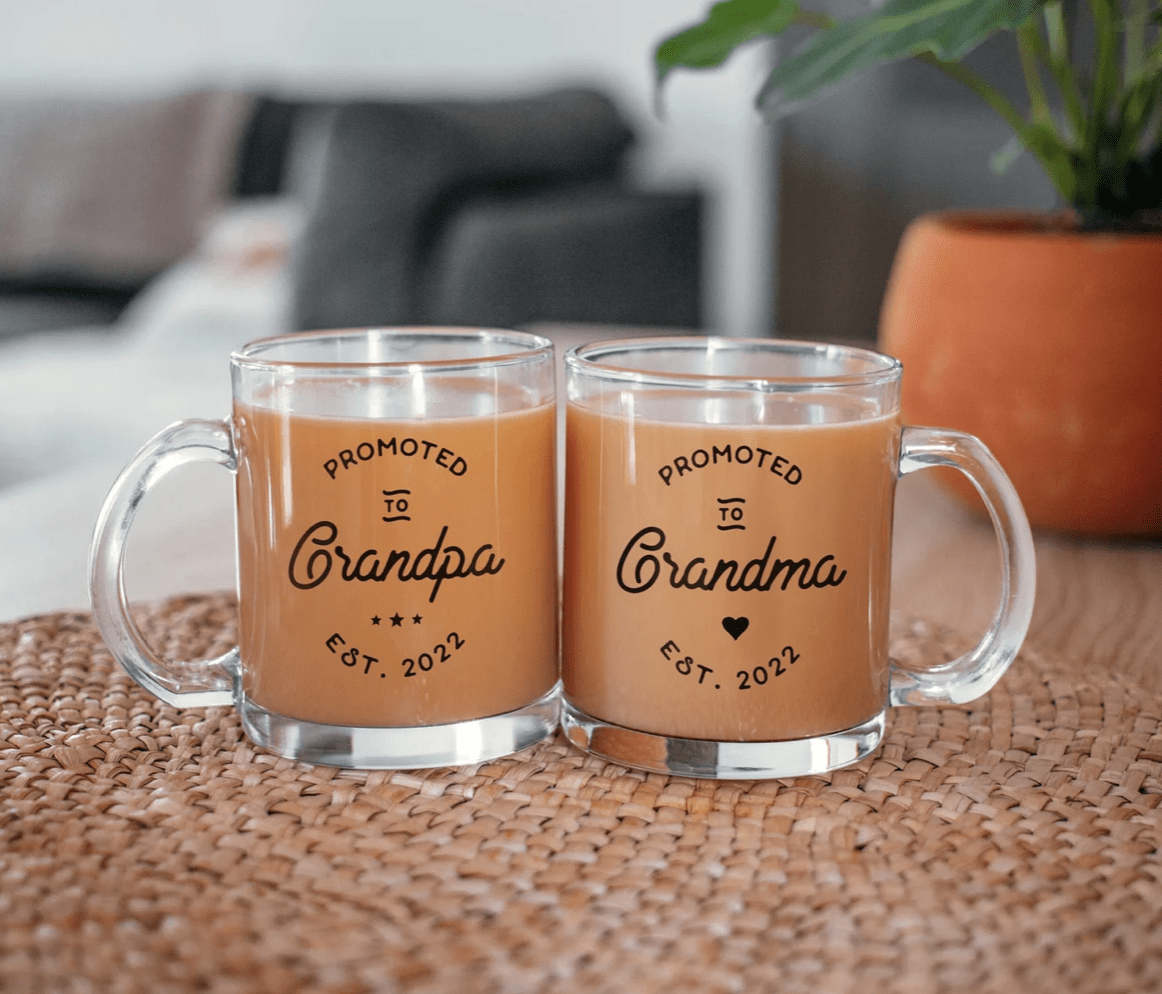 50 Best Pregnancy Reveal Ideas For Your Family 2024 Milwaukee With Kids   Promoted To Grandma And Grandpa Mug 