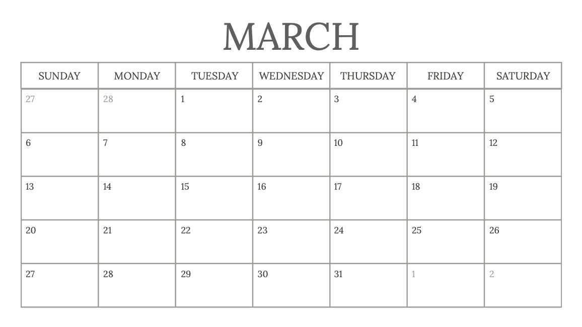 10 Best March Calendar Templates for 2022 (Printable) - Milwaukee With Kids