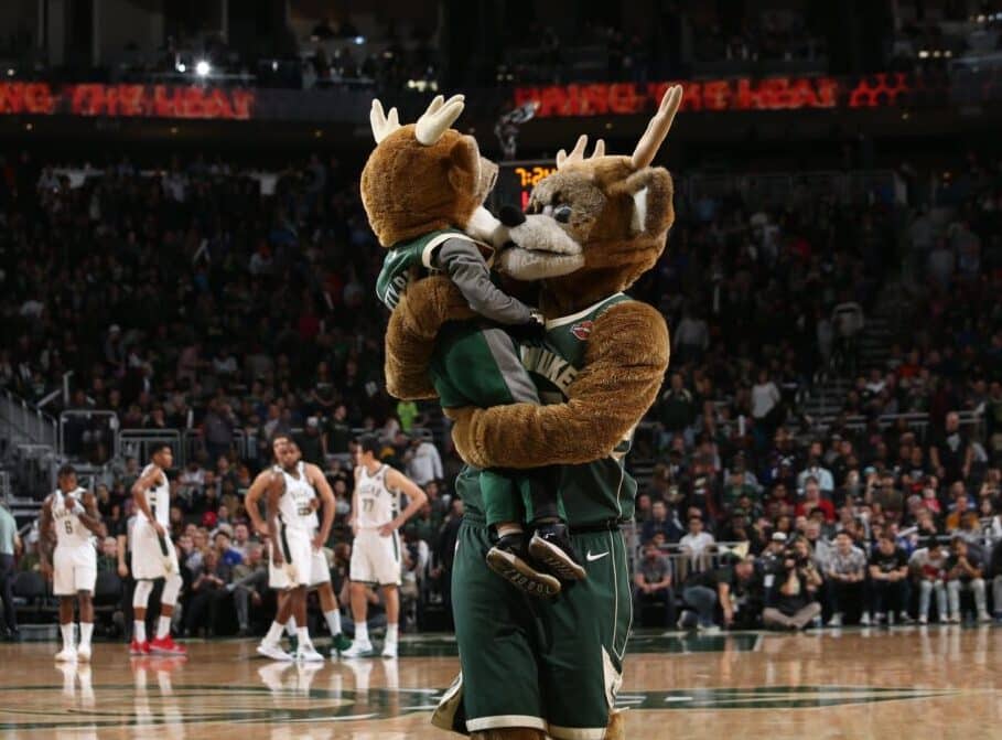 Bango with mini at Bucks Family Night Fiserv Forum Milwaukee Wisconsin