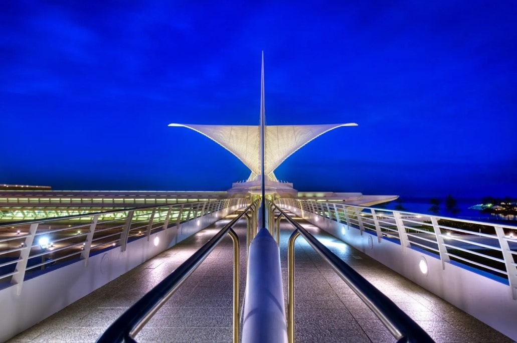 Milwaukee Art Museum at night Wisconsin