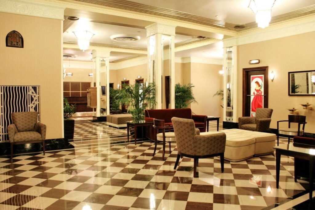 art deco lobby of ambassador hotel in milwaukee wi