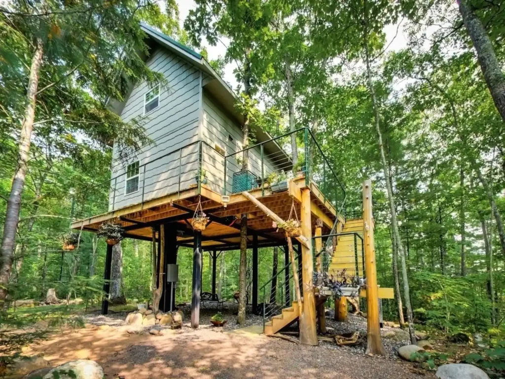 Treehouse in the woods in Wisconsin